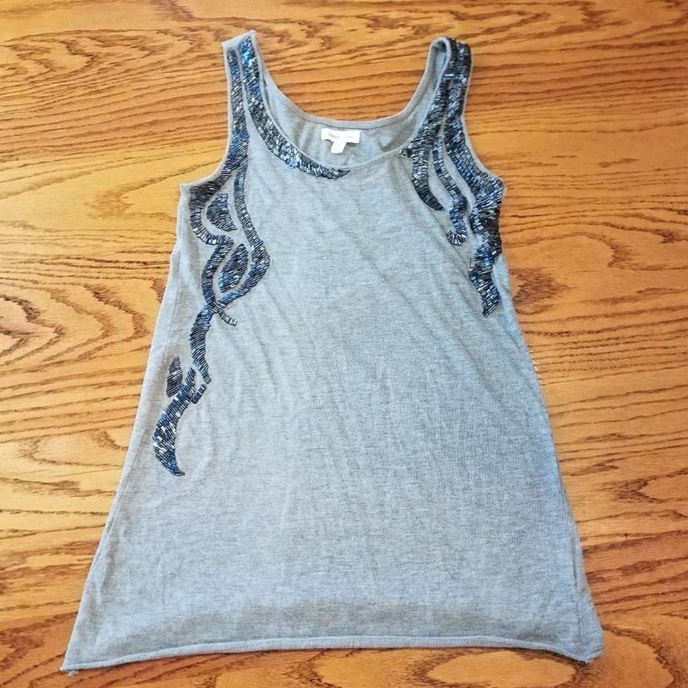 🦋 Silence + Noise Urban Outfitters Beaded Grey Tank Top